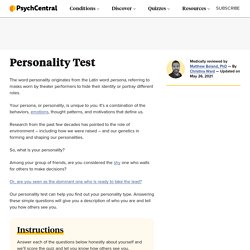 Psych Central Personality Test