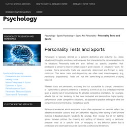 Personality Tests and Sports