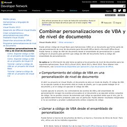 Combinar personalizaciones de VBA y de nivel de documento