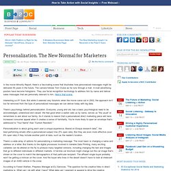 Personalization. The New Normal for Marketers