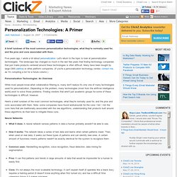 Personalization Technologies: A Primer