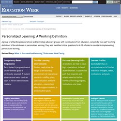 Personalized Learning: A Working Definition