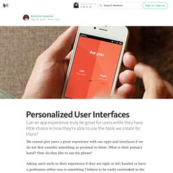 Personalized User Interfaces — I.M.H.O.