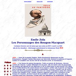 Emile Zola Les Personnages des Rougon-Macquart