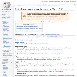 Liste des personnages de l'univers de Harry Potter