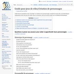 Guide pour jeux de rôles/Création de personnages — Wikilivres