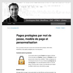 Pages protégées par mot de passe, modèle et personnalisation - WordPressArnaud Banvillet