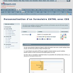 Personnalisation d'un formulaire XHTML avec CSS
