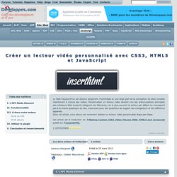 Créer un lecteur vidéo personnalisé avec CSS3, HTML5 et JavaScript