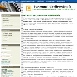 Personnel de direction - PAI, PPRE, PPS et Parcours Individualisés