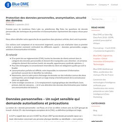 Protection des données personnelles, anonymisation, sécurité des données