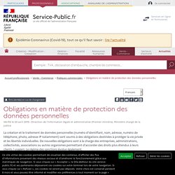 Obligations en matière de protection des données personnelles