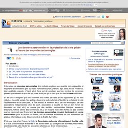 Les données personnelles et la protection de la vie privée à l'heure des nouvelles technologies (Dossier de mai 2012