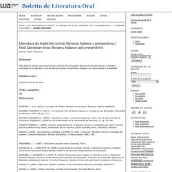 Literatura de tradición oral en Navarra: balance y perspectivas / Oral Literature from Navarra: balance and perspectives