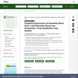 Cognitive Ergonomics of Assembly Work from a Job Demands–Resources Perspective: Three Qualitative Case Studies