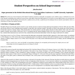 Student perspectives on school improvement