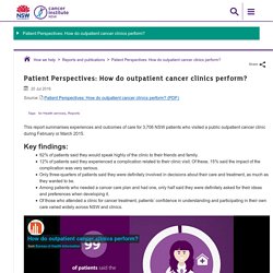 Patient Perspectives: How do outpatient cancer clinics perform? - Cancer Institute NSW