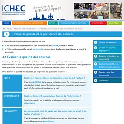 Evaluer la qualité et la pertinence des sources - ICHEC - Bibliothèque