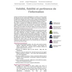 Validité, fiabilité et pertinence de l’information