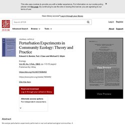 CRITIQUE 4 - Perturbation Experiments in Community Ecology: Theory and Practice on JSTOR