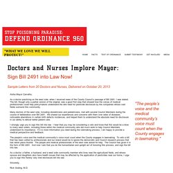 DOCTORS AND NURSES LETTERS TO MAYOR