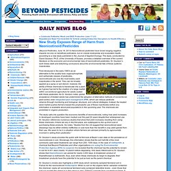New Study Exposes Range of Harm from Neonicotinoid Pesticides