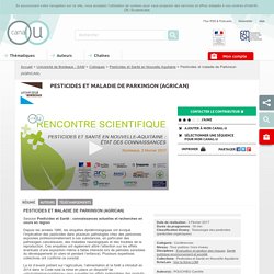 Pesticides et maladie de Parkinson (AGRICAN) - Université de Bordeaux - SAM