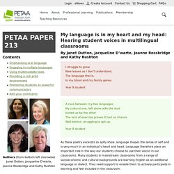 PETAA PAPER 213 — My language is in my heart and my head
