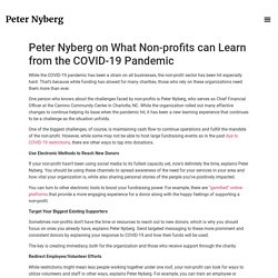 Peter Nyberg on What Non-profits can Learn from the COVID-19 Pandemic