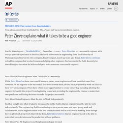 Peter Zieve explains what it takes to be a good engineer