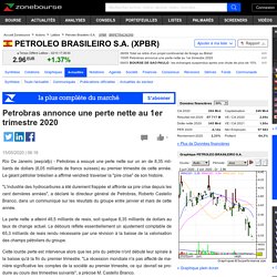 Petrobras annonce une perte nette au 1er trimestre 2020
