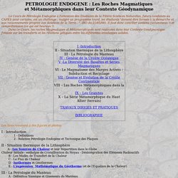 Pétrologie Endogène - Magmatisme et Métamorphisme