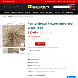 Pewter Brown Flowers Imported Work-1398 – Fabric Duniya
