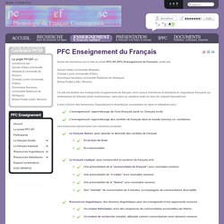 PFC Enseignement du Français