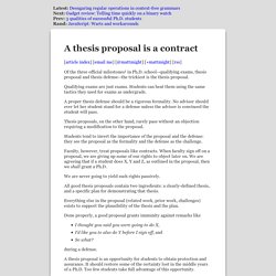 A Ph.D. thesis proposal is a contract