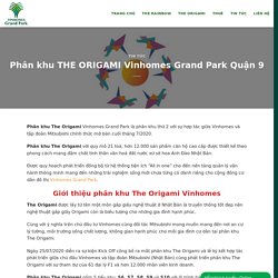 Phân khu THE ORIGAMI Vinhomes Grand Park Quận 9