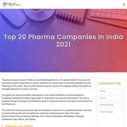 Top 20 Pharma Companies in India 2021