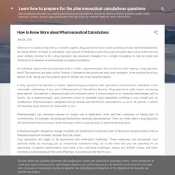 How to Know More about Pharmaceutical Calculations