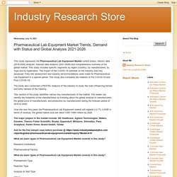 Industry Research Store: Pharmaceutical Lab Equipment Market Trends, Demand with Status and Global Analysis 2021-2026