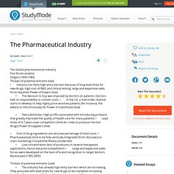 The Pharmaceutical Industry - Term Paper - Faty88
