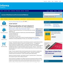 Pharmacokinetics of oral vitamin C, Journal of Nutritional and Environmental Medicine, Informa Healthcare