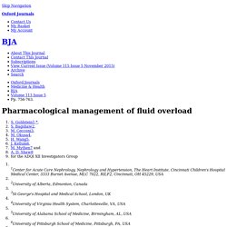Pharmacological management of fluid overload