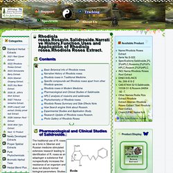 Pharmacological and Clinical Studies of Salidroside.Rhodiola Rosea Extract.INCI Name Rhodiola Rosea Root Extract EINECS ELINCS No 306-819-2 CAS 97404-52-9 Salidroside 10338-51-9 Rosavin 84954 -92 -7 Siberian Rhodiola Rosea Root Extract,Rhodiola extract,Rh