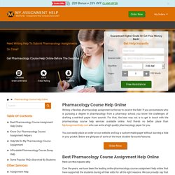 Pharmacology Course Help Online By 5000+ Expert Writers
