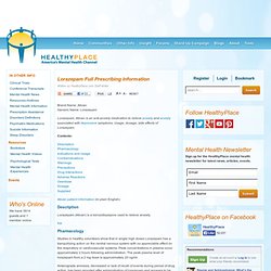 Lorazepam, Ativan Pharmacology - HealthyPlace.com