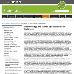 Pharmacology and Human Sciences Personal Statement