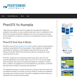 Phen375 Vs Acomplia Weight Loss Comparison