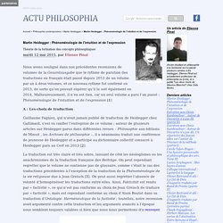 Martin Heidegger : Phénoménologie de l’intuition et de l’expression