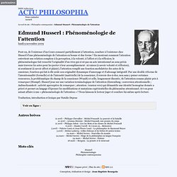 Edmund Husserl : Phénoménologie de l'attention