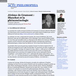 Jérôme de Gramont : Blanchot et la phénoménologie